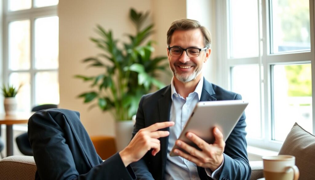 Consultant-satisfait-utilisant-le-simulateur-de-revenus-en-portage-salarial-Umalis-sur-sa-1024x585 Pourquoi le simulateur de revenus Umalis est le meilleur outil pour le portage salarial