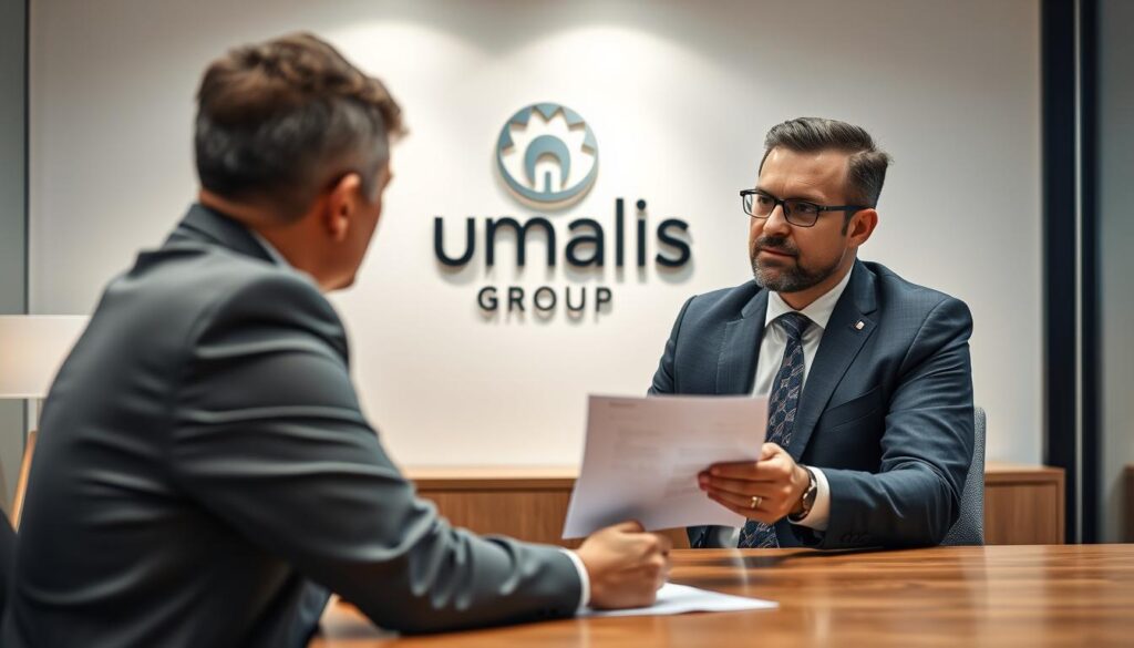 A-businessperson-in-a-professional-suit-sitting-at-a-desk-engaged-in-a-negotiation-with-a-1024x585 Instaurer une relation de confiance avec vos clients en portage salarial