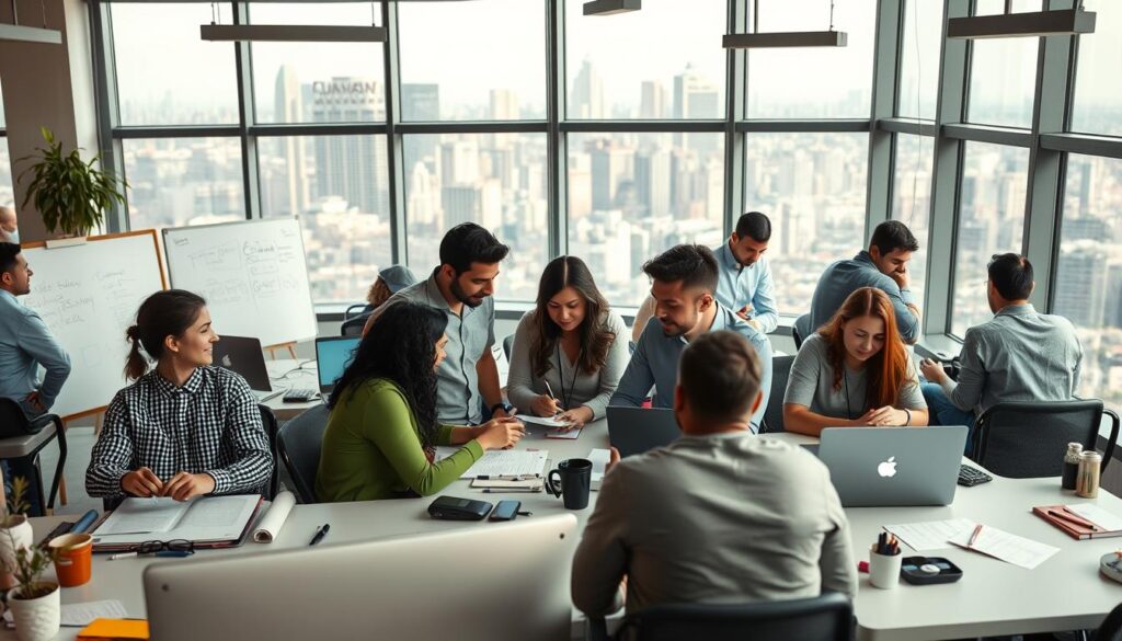 A-bustling-co-working-space-filled-with-Umalis-Group-freelancers-and-small-teams-each-focused--1024x585 Outils de gestion et facturation pour consultants en portage salarial