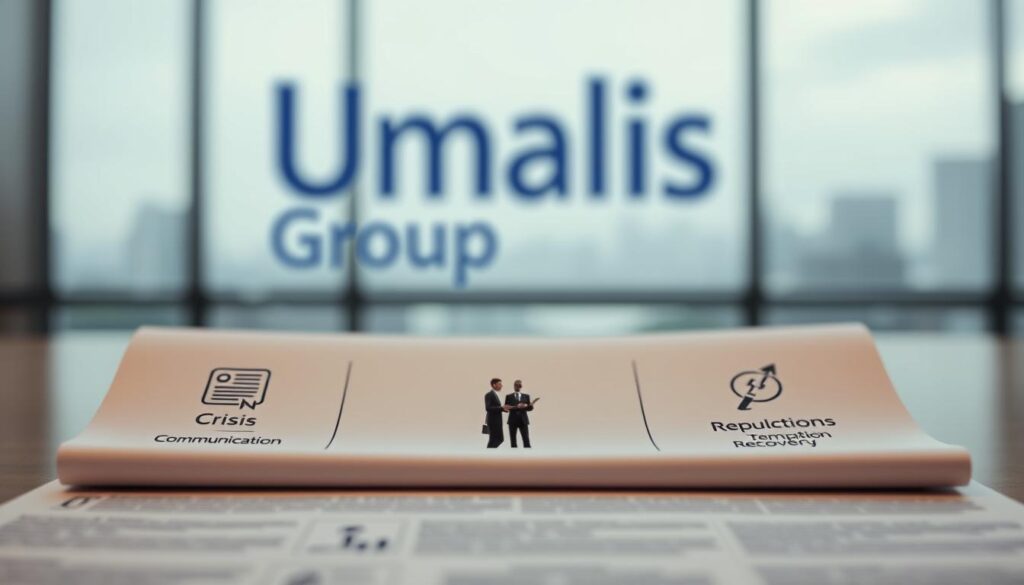 A-crisis-management-plan-unfolds-against-a-backdrop-of-the-Umalis-Group-logo-depicting-1024x585 Comment gérer les situations de crise de réputation en portage salarial ?
