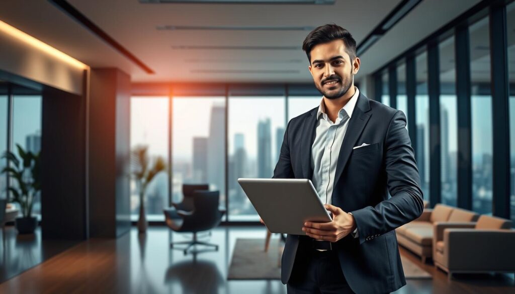 A-dynamic-business-scene-showcasing-effective-prospection-and-salesmanship-in-the-Umalis-1024x585 Guide : comment trouver des missions en portage salarial