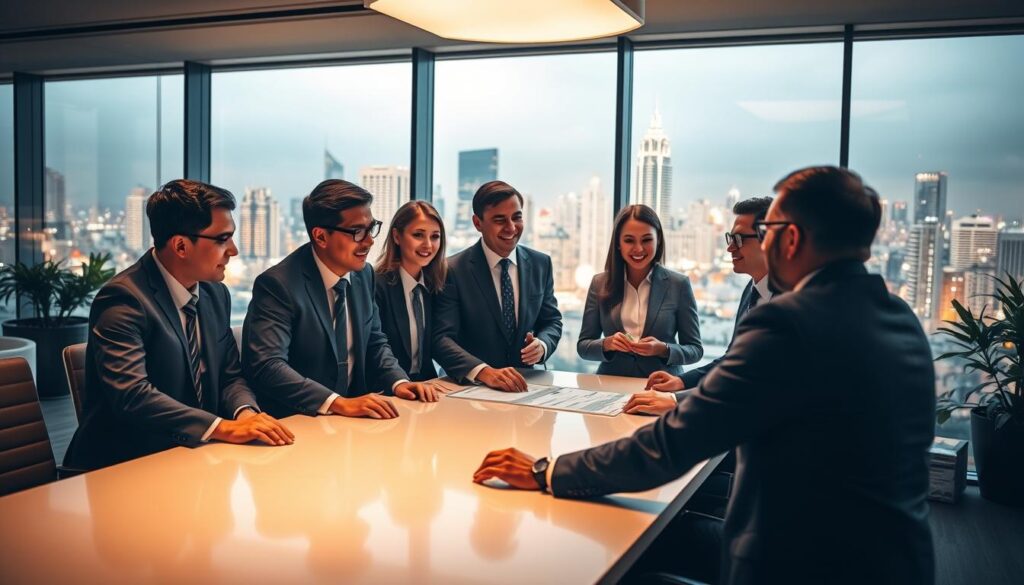 A-dynamic-team-of-professionals-in-business-suits-gathered-around-a-sleek-conference-table-1024x585 Comment trouver un consultant en management de transition : conseils