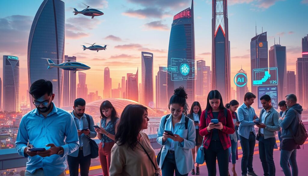 A-futuristic-digitalized-cityscape-with-sleek-skyscrapers-and-hovering-transportation-1024x585 Comment valoriser la diversité et l'inclusion en portage salarial ?