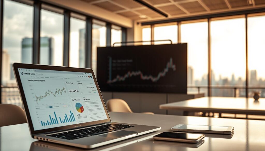 A-modern-office-space-filled-with-the-digital-tools-of-the-trade.-In-the-foreground-a-laptop--1024x585 Découvrez les perspectives d'avenir du portage salarial en France