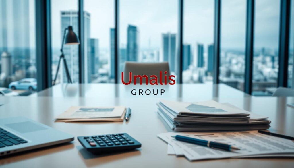 A-modern-office-workspace-with-a-sleek-minimalist-aesthetic.-The-foreground-features-a-laptop-1024x585 Portage Salarial : Maximiser son Potentiel de Réussite