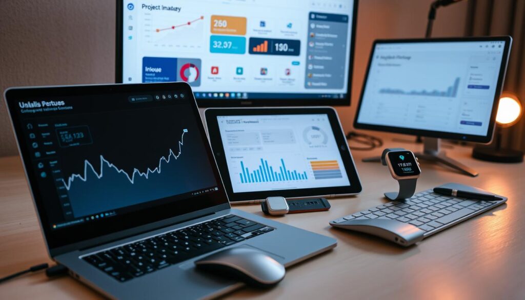 A-neatly-arranged-desktop-scene-showcasing-the-digital-tools-used-in-the-Umalis-Groups-1024x585 Comment analyser ses résultats et ajuster sa stratégie en portage salarial