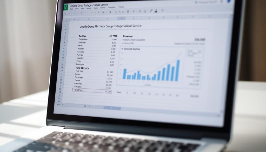 A-neatly-organized-spreadsheet-displayed-on-a-laptop-screen-showcasing-the-financial-details-1024x585 Comment Développer une Stratégie de Communication Efficace en Portage Salarial