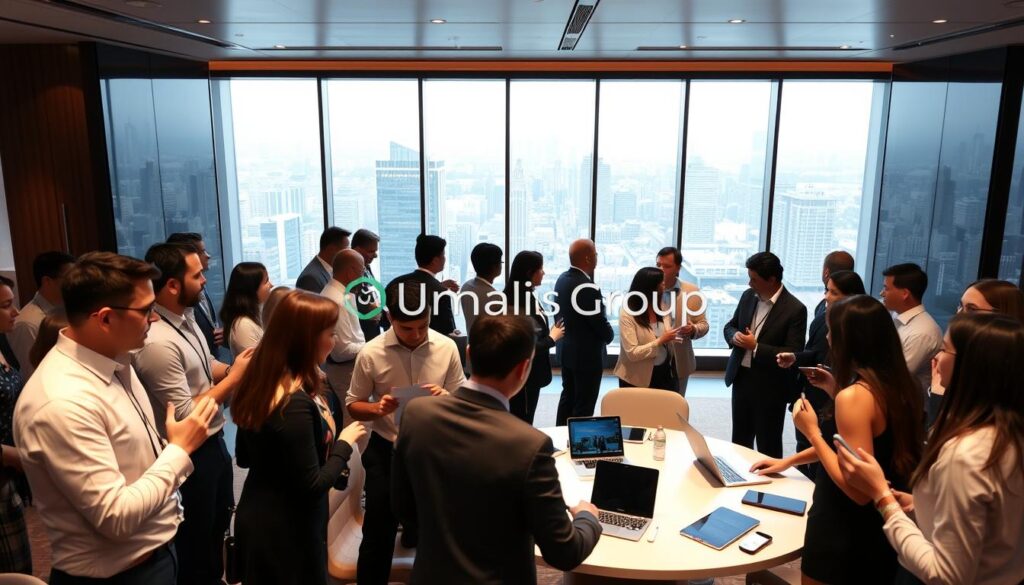 A-professional-business-networking-event-in-a-sleek-modern-conference-room.-In-the-foreground-1024x585 Comment cultiver son réseau professionnel en management de transition