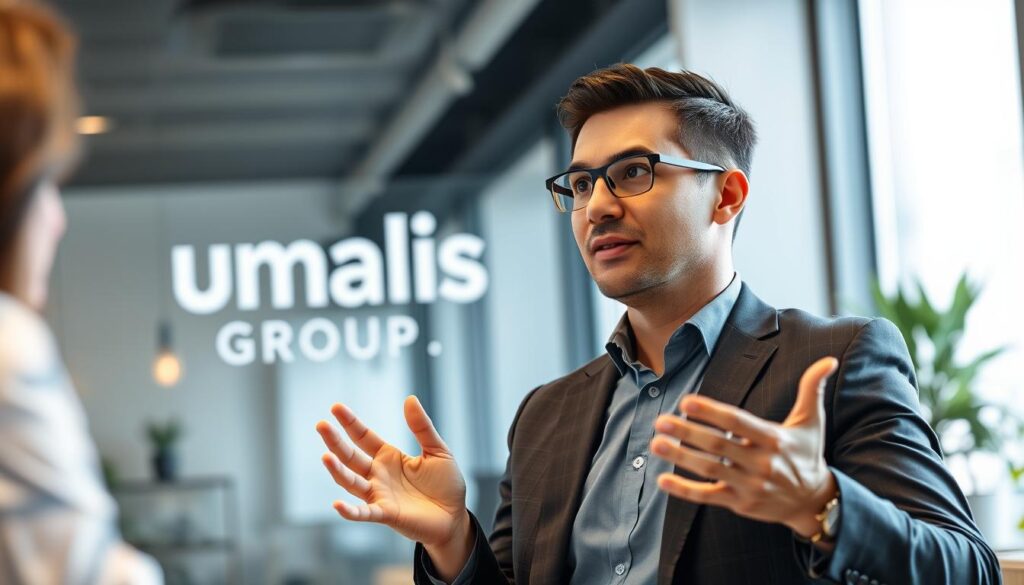 A-professional-business-person-in-a-modern-office-setting-engaged-in-a-proactive-communication-1024x585 Garantir la satisfaction de ses clients en portage salarial