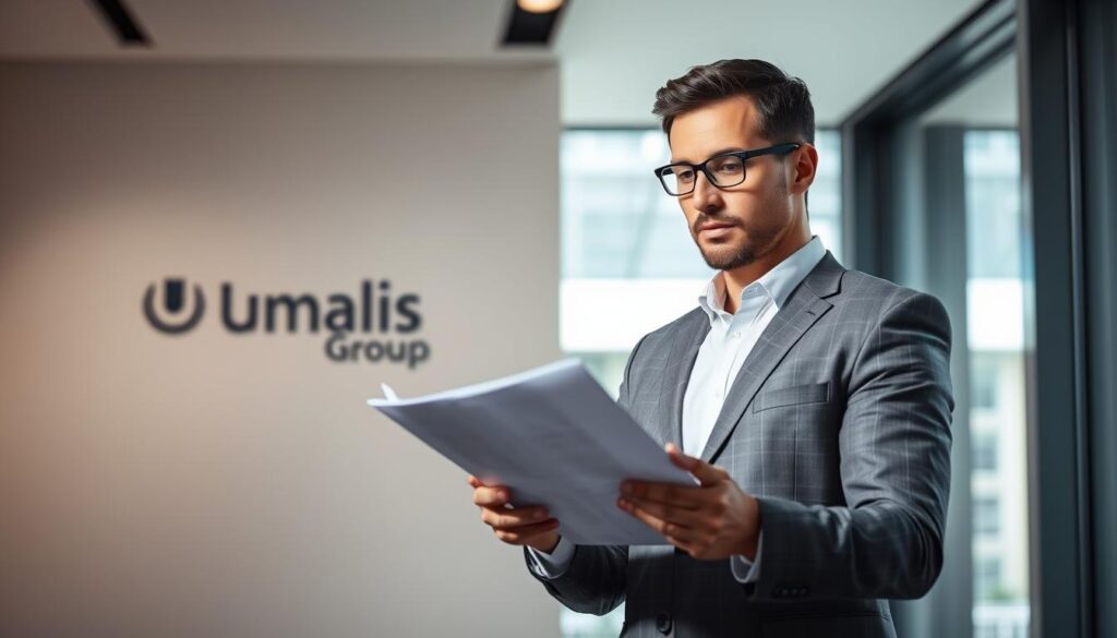 A-professional-clean-cut-business-executive-stands-confidently-in-a-modern-office-examining-1024x585 Tarif journalier moyen en portage salarial : guide et conseils