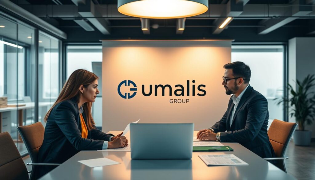 A-professional-setting-with-four-consultants-in-business-attire-collaborating-around-a-table-1024x585 Créer des synergies avec d'autres consultants en portage salarial