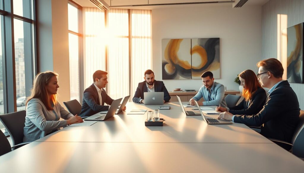 A-serene-and-professional-corporate-training-setting-with-a-group-of-individuals-in-business-1024x585 Comment négocier des tarifs attractifs en portage salarial efficacement