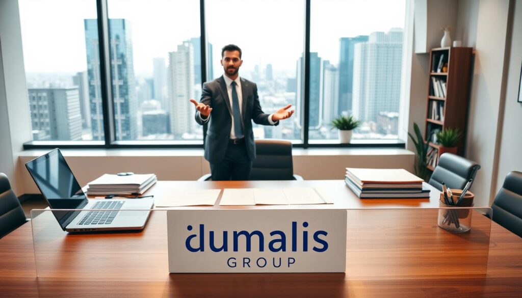 A-serene-and-professional-office-setting-with-a-large-desk-in-the-foreground-featuring-the-1024x585 Comment gérer efficacement sa prospection de missions en portage salarial