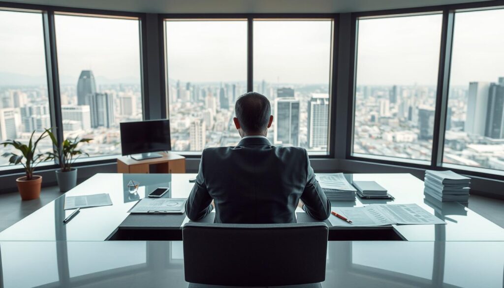 A-serene-business-office-scene-depicting-the-specifics-of-salaried-employment-in-the-Umalis-1024x585 Gérer les moments de creux d'activité en portage salarial