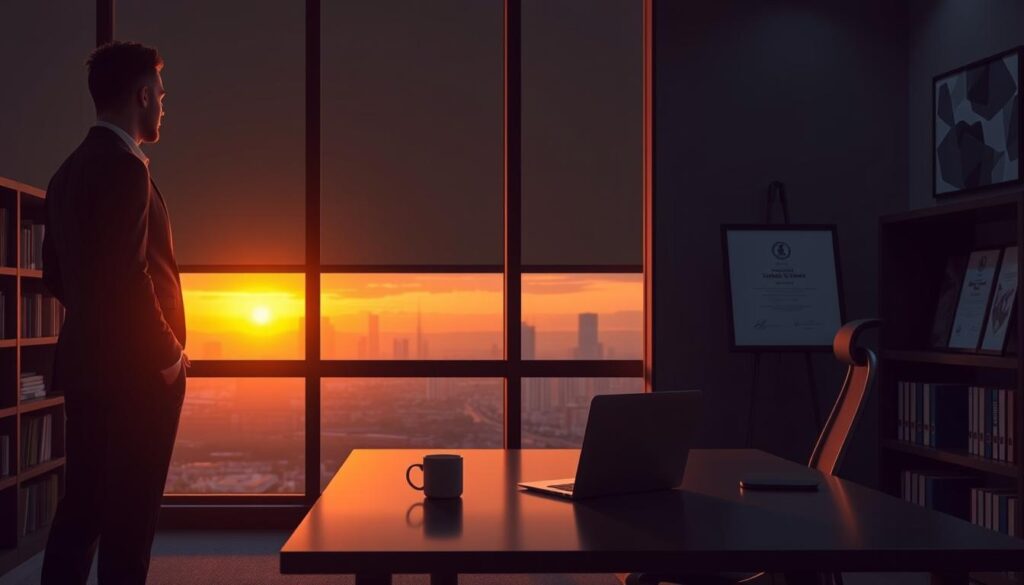 A-serene-dimly-lit-office-scene-depicting-the-social-benefits-and-protections-of-the-Umalis-1024x585 Pourquoi Choisir le Portage Salarial pour sa Carrière : Les Raisons