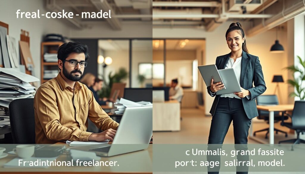 A-side-by-side-comparison-of-a-traditional-freelancer-and-a-consultant-under-the-Umalis-Groups-1024x585 Portage salarial pour les freelances et consultants indépendants : Sécurité et Flexibilité