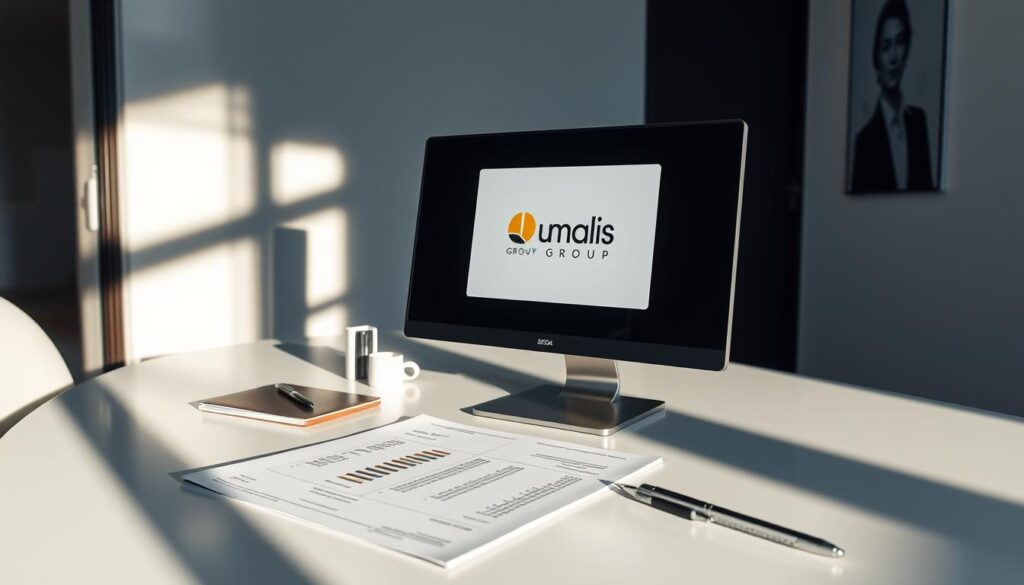 A-sleek-modern-office-setting-with-a-desk-computer-and-financial-documents-showcasing-a-1024x585 Avantages du portage salarial pour les entreprises : Guide