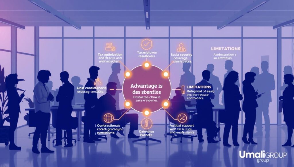 A-vibrant-realistic-illustration-depicting-the-advantages-and-limitations-of-the-employee-1024x585 Découvrez le fonctionnement du portage salarial en France