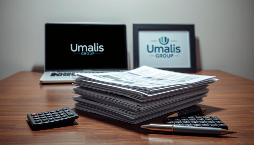 An-elegant-office-desk-with-a-stack-of-financial-documents-a-calculator-and-a-pen-neatly-1024x585 Avantages du portage salarial pour les entreprises : Guide