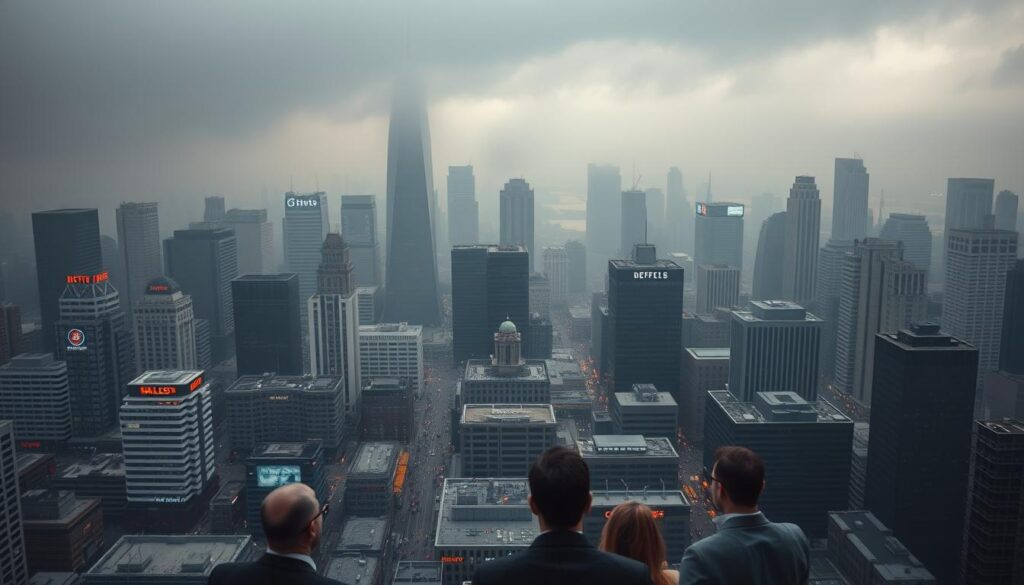 Detailed-cityscape-of-a-bustling-urban-center-with-towering-skyscrapers-and-busy-streets.-In-1024x585 Avantages du portage salarial : sécurité et flexibilité pour vous