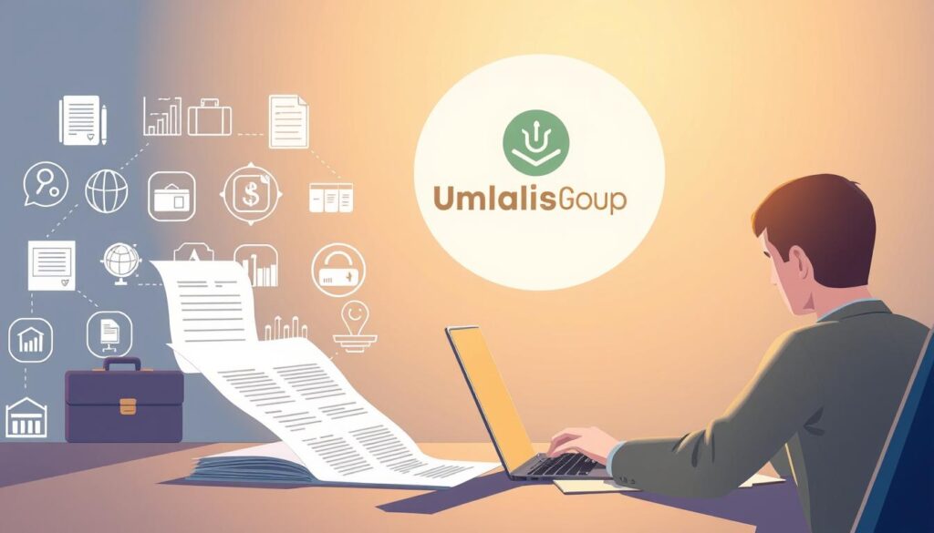 Detailed-illustration-depicting-the-preliminary-steps-of-salarial-portage.-In-the-foreground-a-1024x585 Guide Complet : Démarches pour Démarrer en Portage Salarial