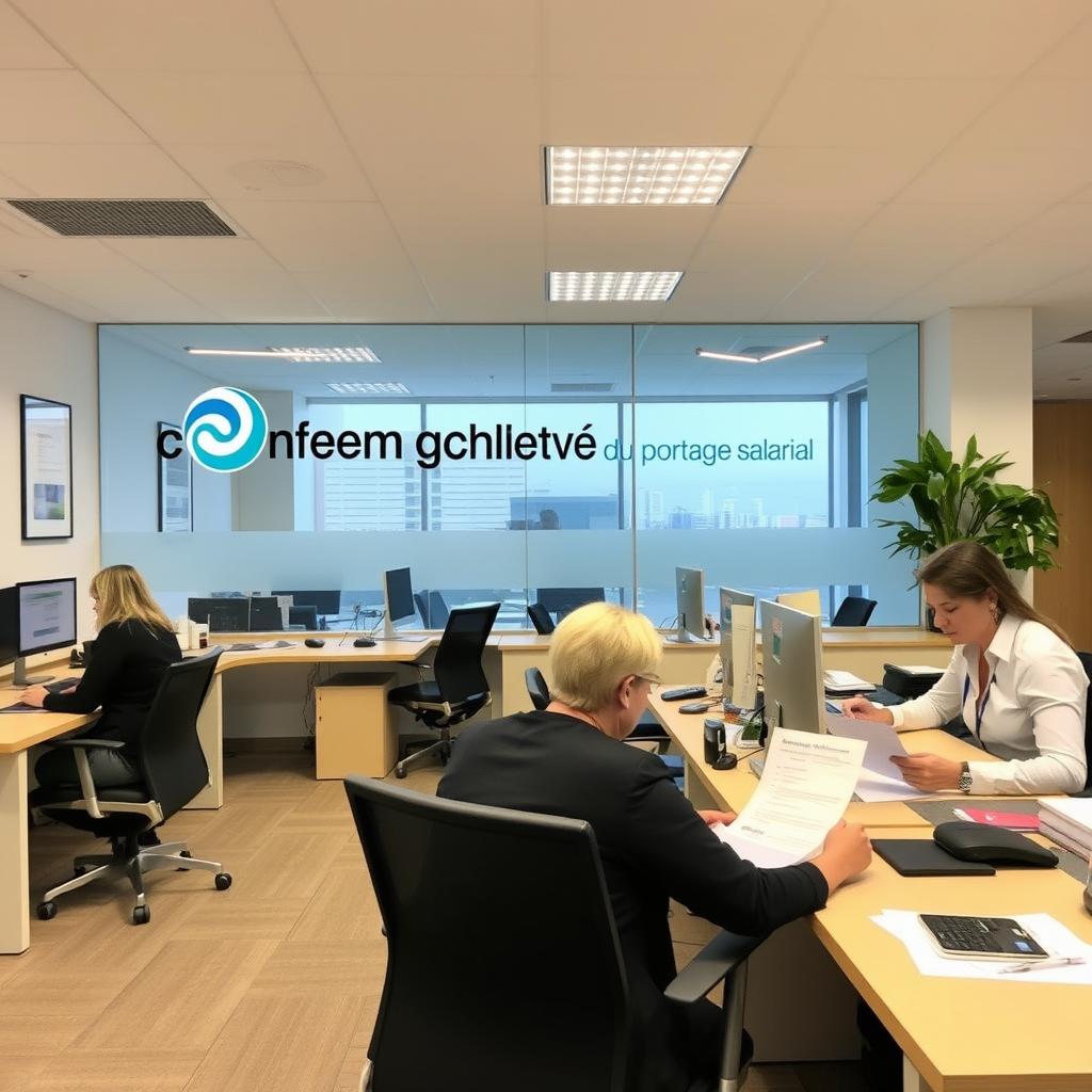Entreprise-de-portage-salarial-avec-logo-et-bureaux Convention Collective du Portage Salarial : Guide Complet 2023