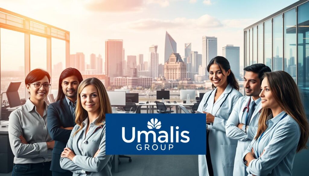 Profiles-of-employees-in-a-staffing-agency-with-the-Umalis-Group-brand-prominently-displayed.--1024x585 L'évolution du marché du portage salarial : Comprendre les Tendances
