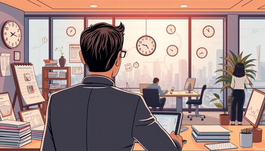 Prompt-A-detailed-digital-illustration-depicting-effective-time-management-strategies-in-the-1024x585 Gérer les moments de creux d'activité en portage salarial