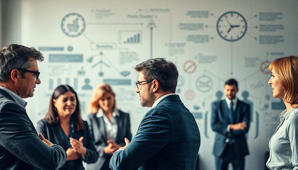 Types-of-conflicts-in-the-corporate-environment-showcasing-a-variety-of-interpersonal-and-1024x585 Comment gérer les conflits en management de transition efficacement